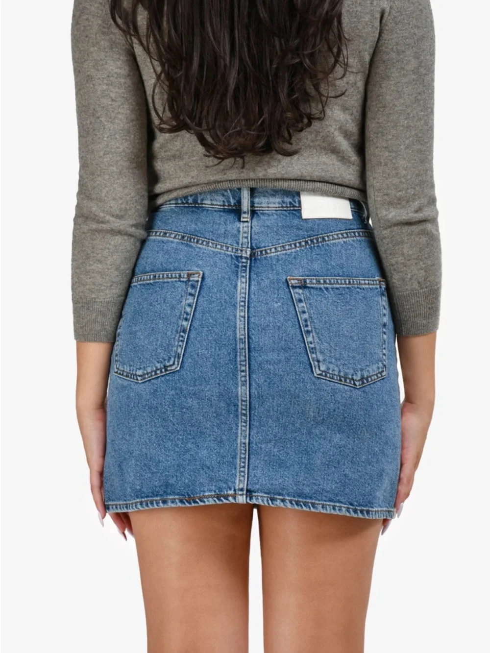 Sandro Metallic Silver & Denim Mini Skirt Size Small (1) Excellent Condition! - Picture 4 of 12